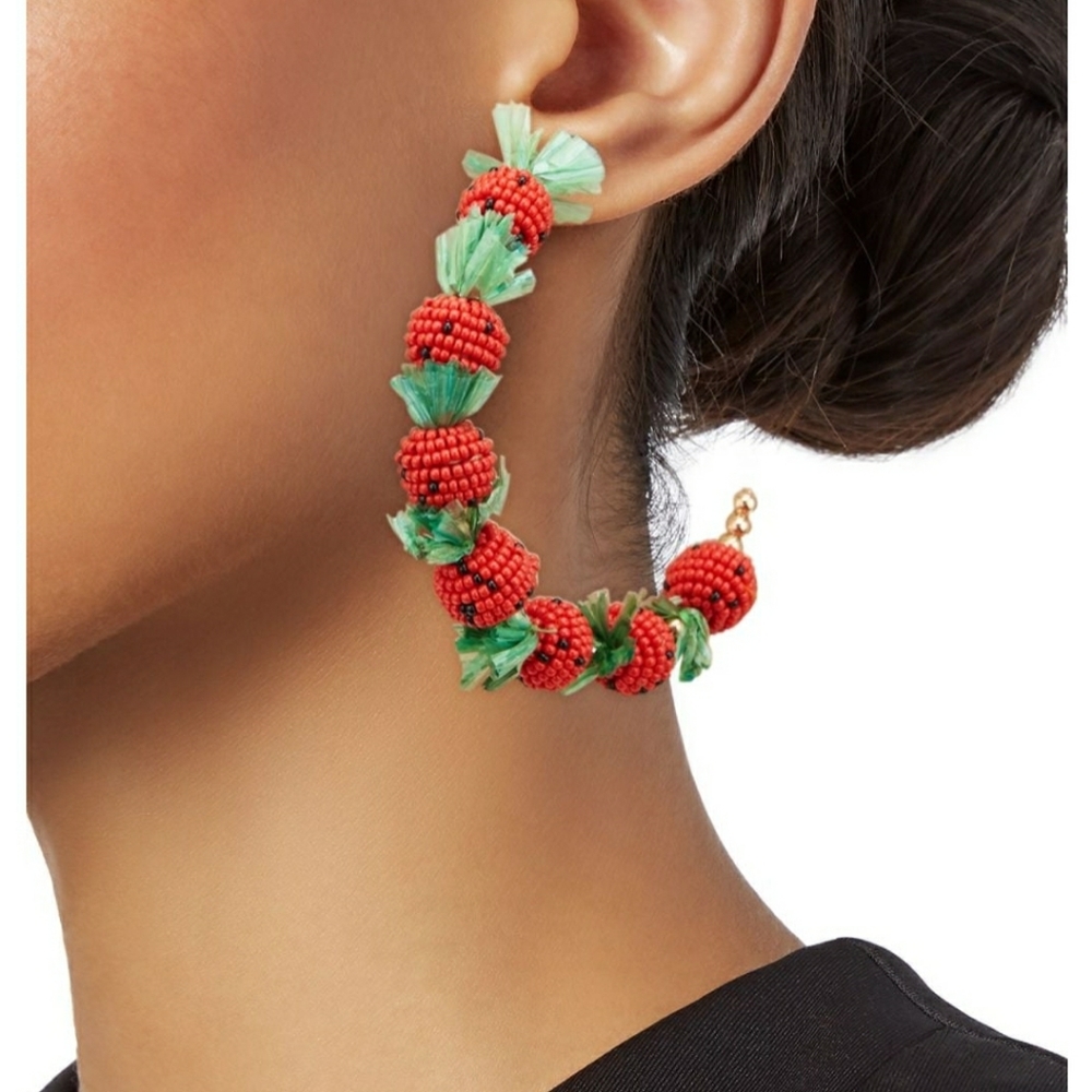 Kenneth Jay Lane Strawberry Hoop Earrings